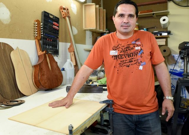 Leandro at his work table