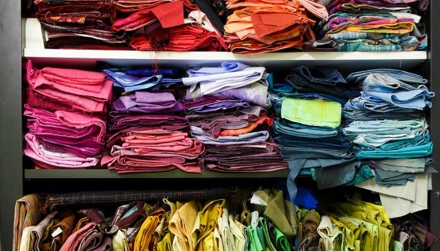 Pieces of fabric in Nancy's studio