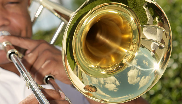 Playing the trombone